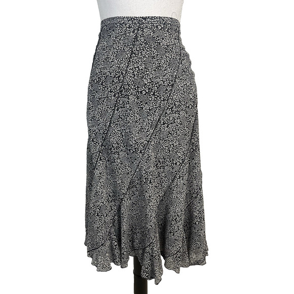 Liz Claiborne Skirt Plus sz 20W Black Tan Floral Sheer Midi A Line Career Casual - Picture 1 of 10